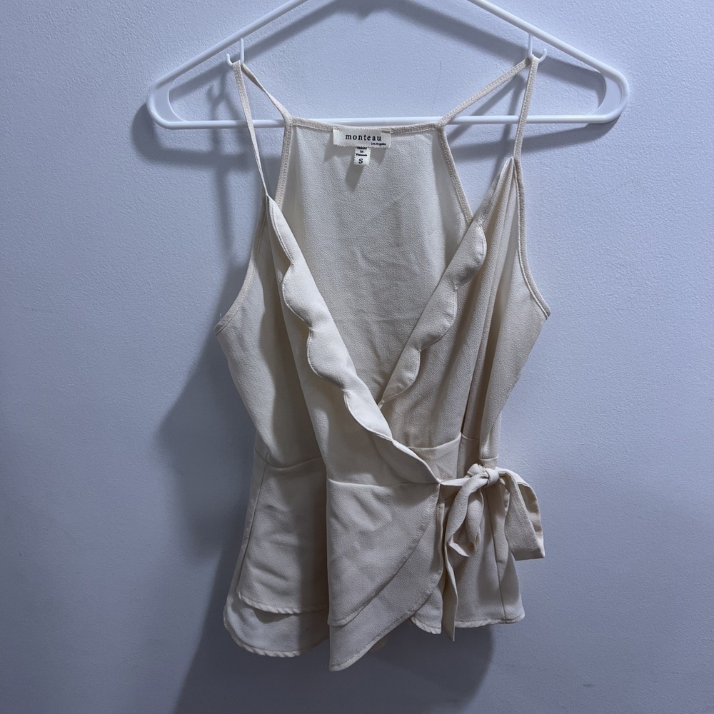 Monteau Los Angeles Sleeveless Blouse Women's Size S – Blush Pink Keyhole Top